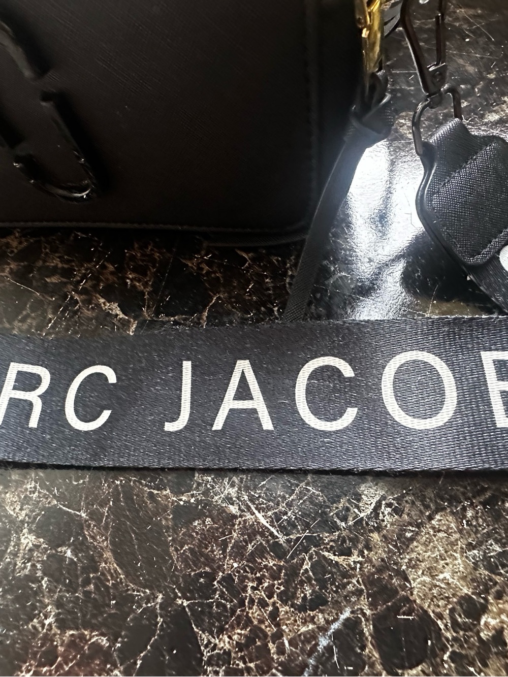 Marc Jacobs Black Saffiano Leather Camera Bag with Logo Strap - Picture 6 of 7